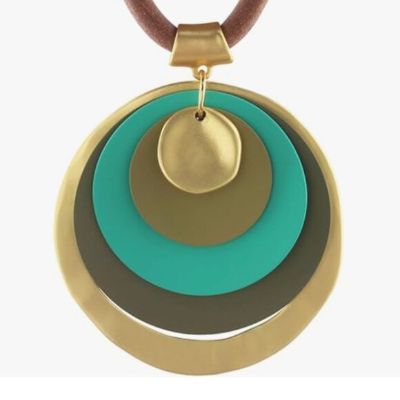 Source Unknown Jewelry - Boho Pendant Necklace Multilayer Circle Design Adjustable Gift Ready